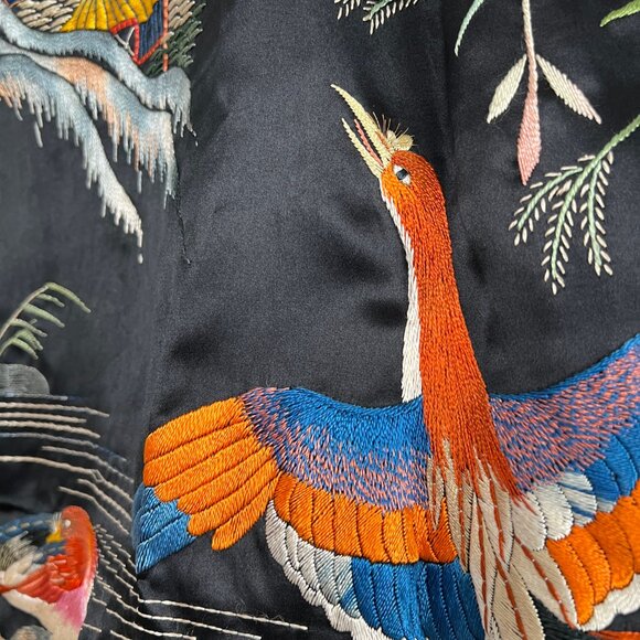 Antique Vintage Silk Kimono Robe Duster Cardigan House Coat Handmade Embroidered - Picture 8 of 13